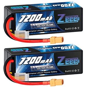 Zeee 4S Lipo Batterie 14,8 V 120 C 7200 mAh avec Prise XT90 RC Batterie étui Rigide pour RC Voiture Camion réservoir Buggy Truggy RC Racing modèles (2 pièces) - Publicité