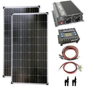 solartronics Kit complet de 2 panneaux solaires de 130 W Convertisseur de 1000 W Régulateur de charge photovoltaïque - Publicité