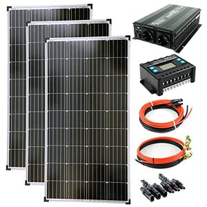solartronics Kit complet 3 panneaux solaires de 130 W, convertisseur de 1500 W, régulateur de charge, installation d'îlot photovoltaïque - Publicité