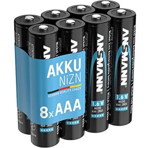 Ansmann Piles Rechargeables NiZn AAA 900 mWh 1,6V (Lot de 8) – Piles Nickel-Zinc ZR03 pour télécommande, Jouet électronique, bip de Garage, etc. – Accumulateurs à Faible autodécharge - Publicité