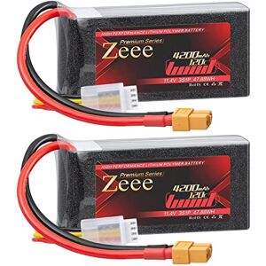 Zeee 3S Lipo Batterie Premium Series 4200mAh 120C 11.4V Haute Voltage avec Prise XT60 RC Batterie Softcase Compatible avec Rock Crawler Helicopter Avion Drone Boat Racing Models (2 Pack) - Publicité