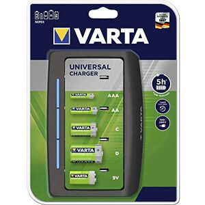 Varta Chargeur de Piles, chargeur pour piles rechargeables, charge 2 ou 4 AA, AAA, C, D ou 1x 9V simultanément, Universal Charger, non équipé - Publicité