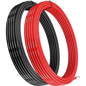 Makerfire Fil de silicone calibre 14, câble électrique 14AWG 5 m [2,5 noir et 2,5 rouge], flexible 400 brins 0,08 mm cuivre étamé à haute température pour voiture RC, marine, batterie d'avion - Publicité