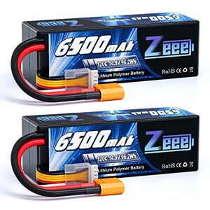 Zeee 4S Lipo Batterie 14,8V 120C 6500 mAh avec Prise XT90 RC Batterie Hardcase pour RC Voiture Camion réservoir Buggy Truggy RC Racing modèles (2 Paquets) - Publicité