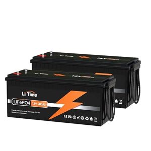 Litime 12V 200Ah Batterie LiFePO4 (2 paquets) avec 100A BMS, Batterie Lithium 2560Wh, 10 ans de durée de vie, jusqu'à 15000 cycles, parfaite pour RV, solaire, stockage d'énergie - Publicité