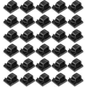 GHEART Clips Câbles, Adhésifs Clips Câble, Clips Rangement de Câble, Attache Câble Auto Collant, Gestion de Câble pour Organiseur de Fils Electriques TV, Chargeur, PC, Bureau, Maison, 30Pcs(Noir) - Publicité