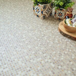 Sol Vinyle envers textile Carrelage mosaique Beige