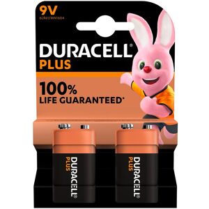 Duracell Pile Alcaline 9V - 6LR61 Duracell Plus- Blister de 2 piles 9 volts