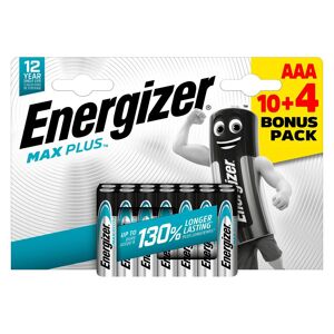 Energizer Pack 10 piles alcaline LR03 Energizer Max Plus AAA + 4 OFFERTES Cyan