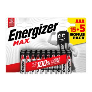 Blister de 15 piles + 5 piles offertes LR03 Energizer Max - Publicité