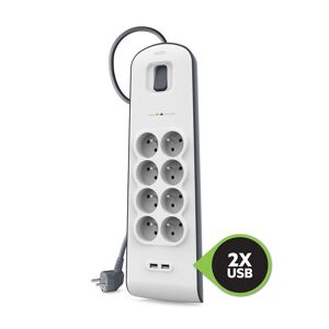 Belkin Multiprise parafoudre 8 prises + 2 USB A blanche Belkin Or