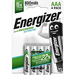 Energizer Pile rechargeable AAA / HR3 Extreme - 800 mAh - Lot de 4 - Publicité