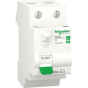 SCHNEIDER ELECTRIC Interrupteur différentiel RESI9 XE 2P 30mA 63A Type AC embrochable - SCHNEIDER ELECTRIC - R9ERC263