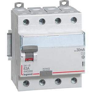 Legrand Interrupteur différentiel DX³-ID arrivée haute et départ bas à vis 4P 400V type AC 4 modules 30mA 63A - LEGRAND - 411662