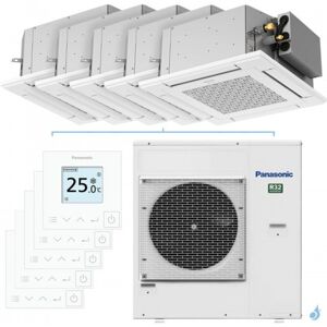 Penta split PANASONIC Cassette PY3 CU-5Z90TBE 9kW tailles 20 + 20 + 20 + 20 + 35 Cassette 4 voies S-M20PY3E (x4) + S-35PY3E - Publicité