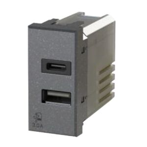 4Box Prise USB 4Box 3.0A pour série Bticino Axolute anthracite 4B.HS.USB.30
