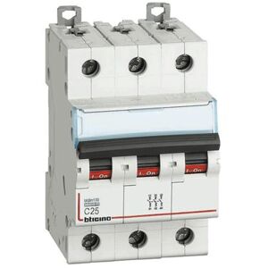 Bticino Interrupteur Magnétothermique 3P C 25A 10kA 3 modules FH83C25