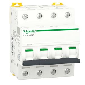 Schneider Interrupteur magnétotermique Schneider 4P 32A 4.5 KA C 4 modules A9F64432