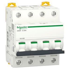 Schneider Interrupteur magnétothermique Schneider 4P 20A 10KA D 4 modules A9F85420