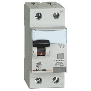 Bticino Interrupteur Bticino magnétothermique différentiel 1P+N 25A 300mA AC type 6kA 2 modules GN8814AC25