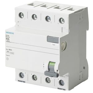 Siemens interrupteur différentiel pur 4 pôles 63A 300mA AC type 4 modules 5SV46460