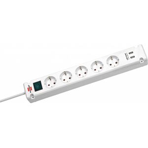 MONACOR MC-52USB/WS Barrette multiprises x 5, USB, interrupteur - Prises multiples