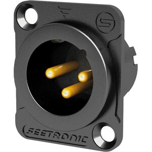 Seetronic XLR 3P Chassis, male Broches en or plaqué, boîtier noir - Prise encastrables