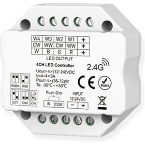 ISOLED Sys-pro Recepteur Push/Radio, 4 sorties Multi-PWM, Blanc dynamique / RVB & RVB+W, 12-24V. - Accessoires divers