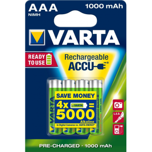 Varta 4 piles rechargeables accu VARTA AAA LR03 1.2V 1000mAh