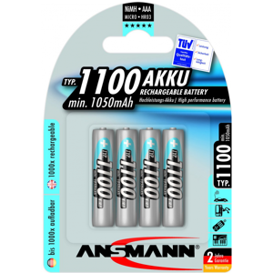4 piles rechargeables accu ANSMANN AAA LR03 1.2V 1100mAH - Publicité