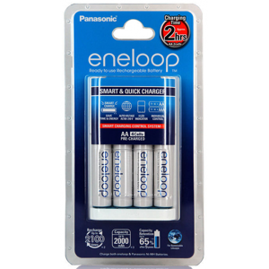 Panasonic Chargeur de piles rechargeables Rapide PANASONIC ENELOOP + 4 accus Eneloop LR6 AA 2000mAh