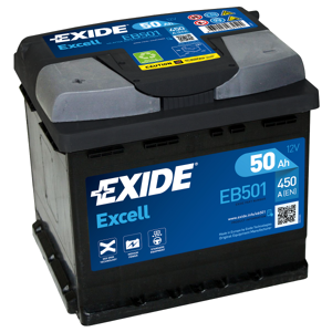 EXIDE BATTERIE EXIDE EXCELL L1 12V 50AH 450A 207X175X190 +G EB501
