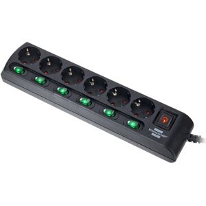 Brennenstuhl 6-Way Socket Device Switchs BK Noir