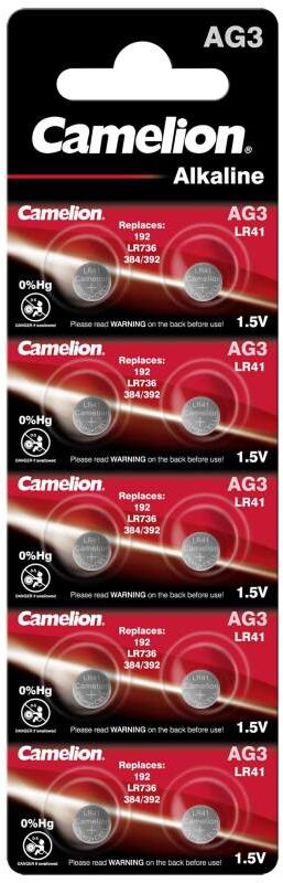 10 Piles AG3 / LR41 / 392 / 384 / 192 / LR736 Camelion Alcaline 1,5V