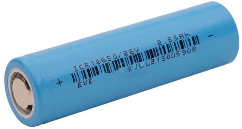 Pile Rechargeable 18650 ICR18650-26V EVE Li-ion 3,7V 2550mAh 7.5A