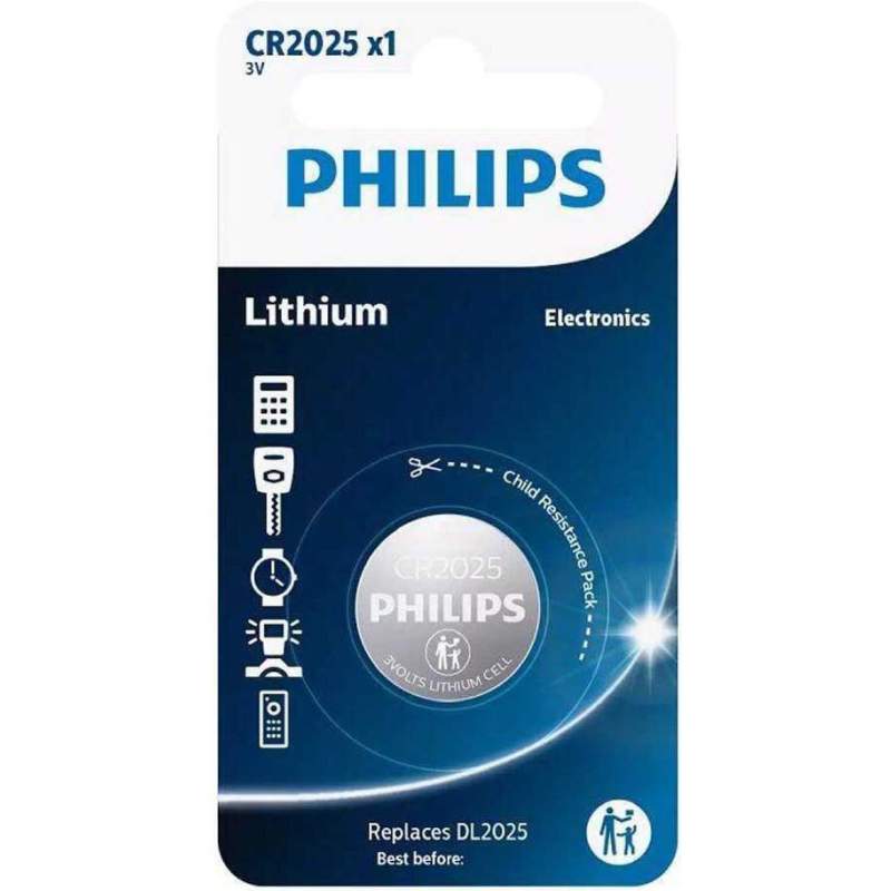 Pile CR2025 / DL2025 Philips Bouton Lithium 3V