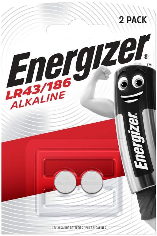 2 Piles LR43 / 186 / V12GA Energizer Alcaline 1,5V