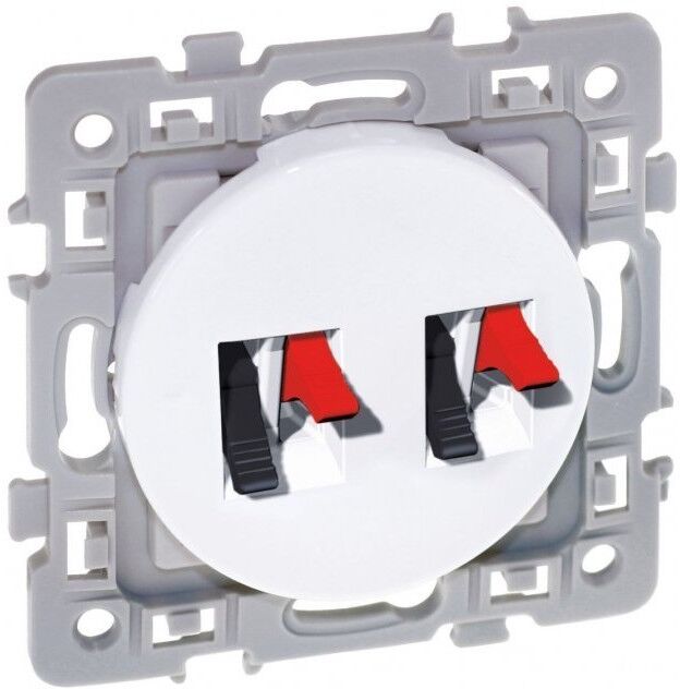 EUR'OHM Double prise haut-parleur SQUARE - 250V - Blanc