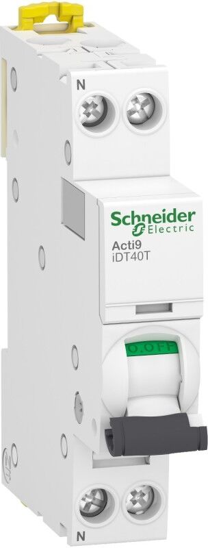 SCHNEIDER Disjoncteur Acti9 iDT40T - 1P+N - 6A - courbe B - 4500A/6kA