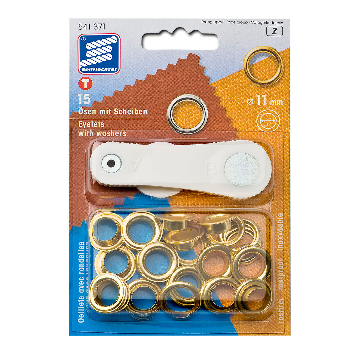 Seilflechter Brass eyelets, 11mm, 15 pieces in blister SF957011