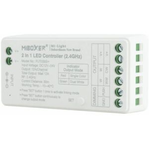 Mi-Light Ricevitore Dimmer 12/24V Monocolore e CCT 4-zone, Sinc. Automatica, Push Dim.