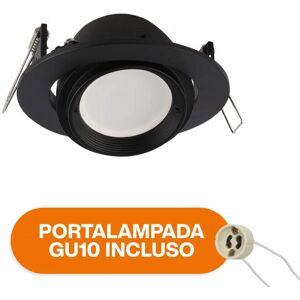 LEDDIRETTO Portafaretto GU10 e MR16 Orientabile Tondo Foro Ø95mm Nero