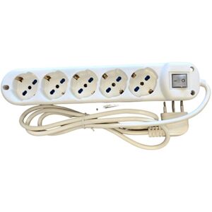 Faeg FG19805. Multipresa 5 prese schuko bipasso 2P+T 10/16A spina 2P+T 16A + int. 2P luminoso IP20