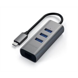 SATECHI Hub Usb-c 2-in- 1 3 Porte Usb 3.0 + Ethernet-grigio