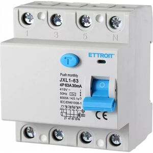 Interruttore differenziale puro Salvavita modulare 4P 63A 30mA 6KA 380V Ettroit