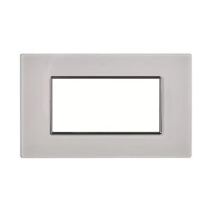 Ettroit Placca 4 moduli 504 in vetro bianco compatibile BTicino Axolute