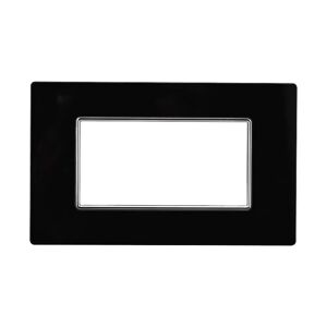 Ettroit Placca 4 moduli 504 in vetro nero compatibile BTicino Axolute