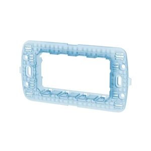 Aigostar Supporto portafrutti 4 moduli 504 in plastica trasparente azzurro compatibile anche con BTicino Livinglight