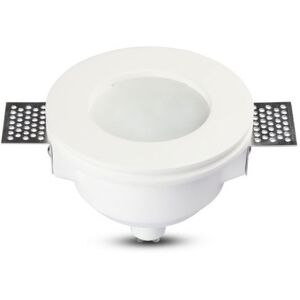 V-Tac Vt-801rd Portafaretto Rotondo In Gesso Ad Incasso A Scomparsa Con Vetro Smerigliato Per Led Gu10 - Sku 3692