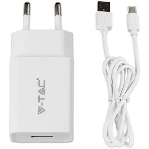 V-Tac Vt-5382 Caricabatteria Usb Ricarica Rapida 18w 3a E Cavo Usb Type-C Colore Bianco - Sku 8643